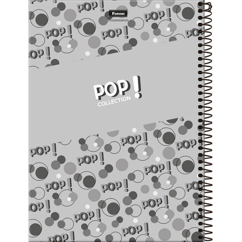 CADERNO 10 MATERIAS CAPA DURA 200 FOLHAS POP COLLECTION FORONI - REF. 8051 - PACOTE COM 4 UNIDADES