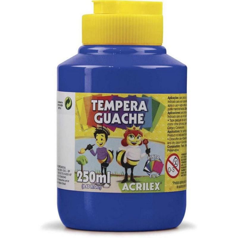 TINTA GUACHE 250ML AZUL TURQUESA ACRILEX - REF. 501 - PACOTE COM 3 UNIDADES