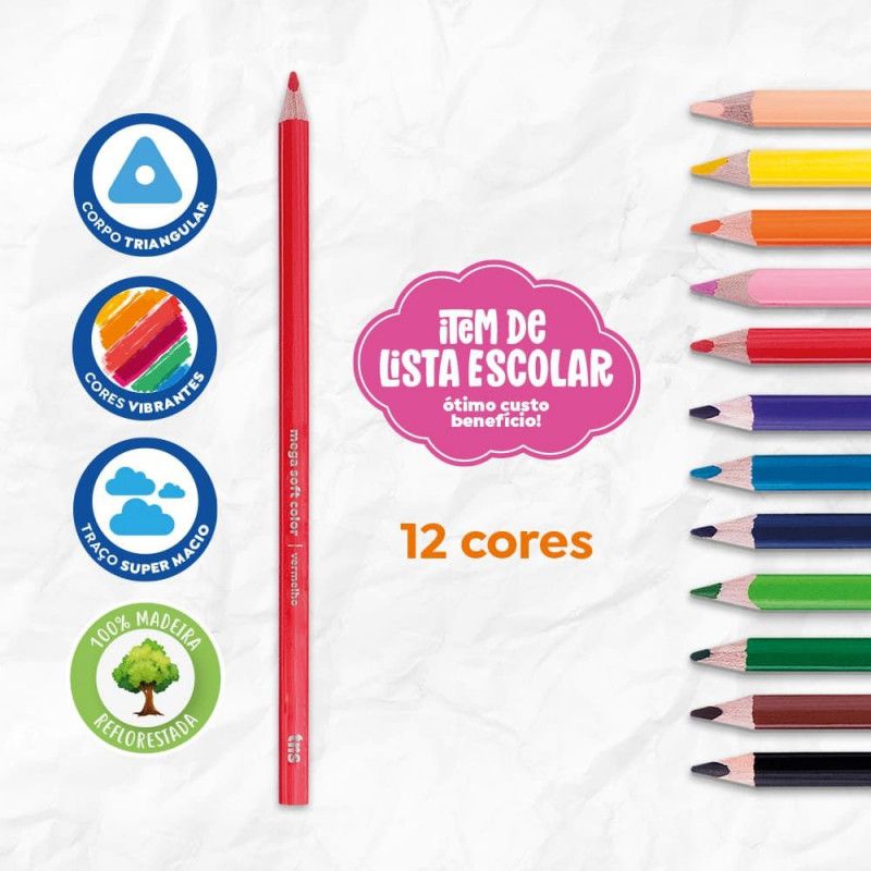 LAPIS 12 CORES SOFT COLOR 684116 TRIS - REF. 684116 - CAIXA COM 6 UNIDADES