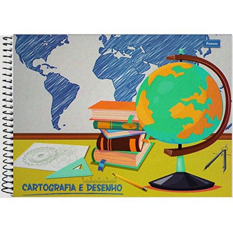 CADERNO CARTOGRAFIA CAPA DURA MILIMETRADO 96 FOLHAS FORONI - REF. 8946 - CAIXA COM 5 UNIDADES