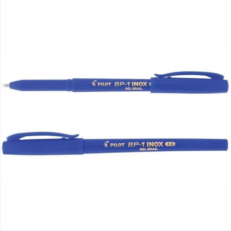 CANETA ESFEROGRAFICA 1.0 BP-1 INOX AZUL PILOT - CAIXA COM 12 UNIDADES