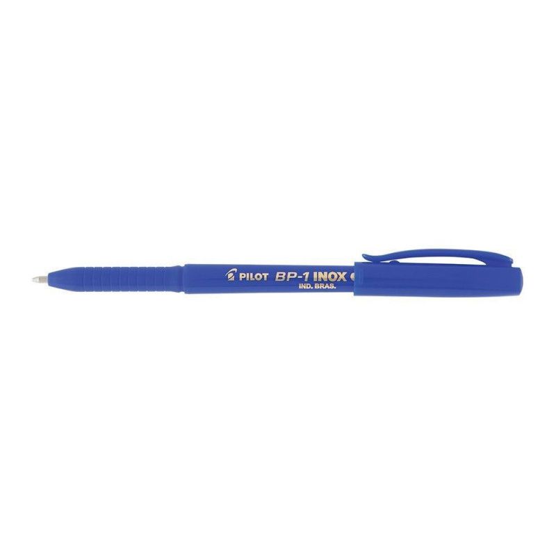 CANETA ESFEROGRAFICA 1.0 BP-1 INOX AZUL PILOT - CAIXA COM 12 UNIDADES