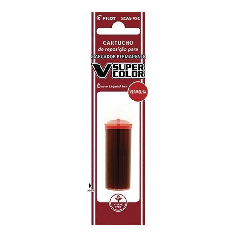 REFIL PINCEL MARCADOR PERMANENTE VERMELHO PILOT - REF. SCAS-VSC - CAIXA COM 12 UNIDADES