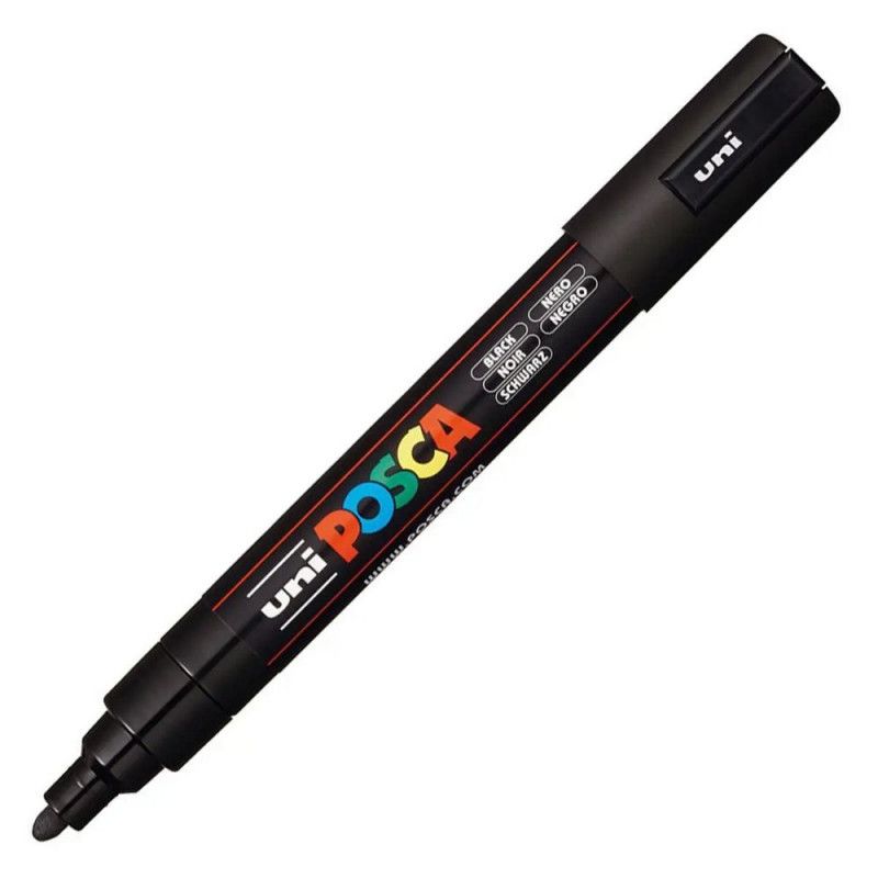 CANETA UNI POSCA PC-5M 5D PRETO CIS - REF. PC-5M 5D - 1 UNIDADE