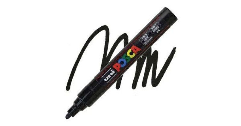 CANETA UNI POSCA PC-5M 5D PRETO CIS - REF. PC-5M 5D - 1 UNIDADE