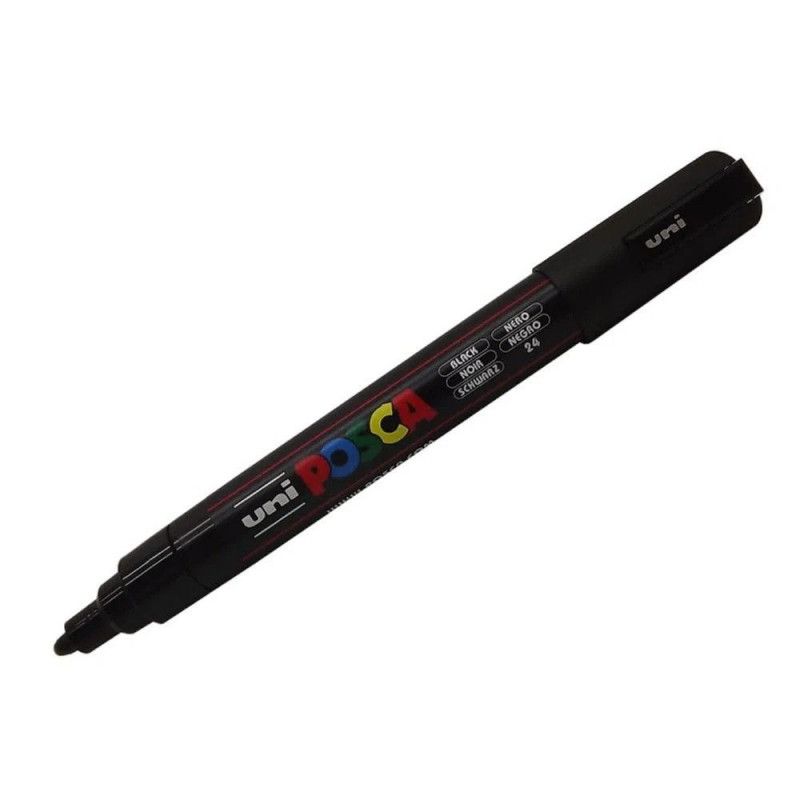 CANETA UNI POSCA PRETO CIS - REF. PC-5M 5D - CAIXA COM 6 UNIDADES
