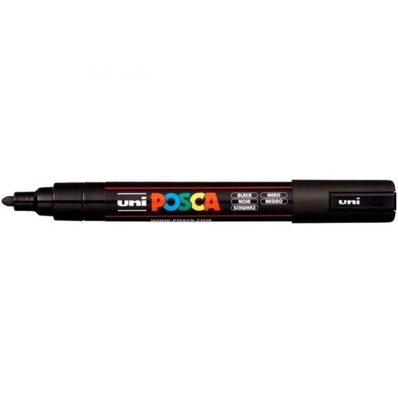 CANETA UNI POSCA PRETO CIS - REF. PC-5M 5D - CAIXA COM 6 UNIDADES