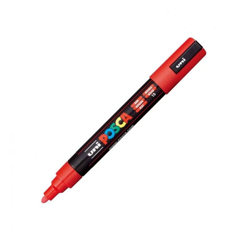 CANETA UNI POSCA VERMELHO - REF. PC-5M 5D - CAIXA COM 6 UNIDADES