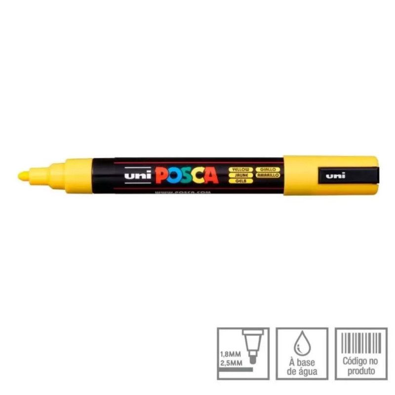 CANETA UNI POSCA PC-5M 5D AMARELO - REF. PC-5M 5D - 1 UNIDADE