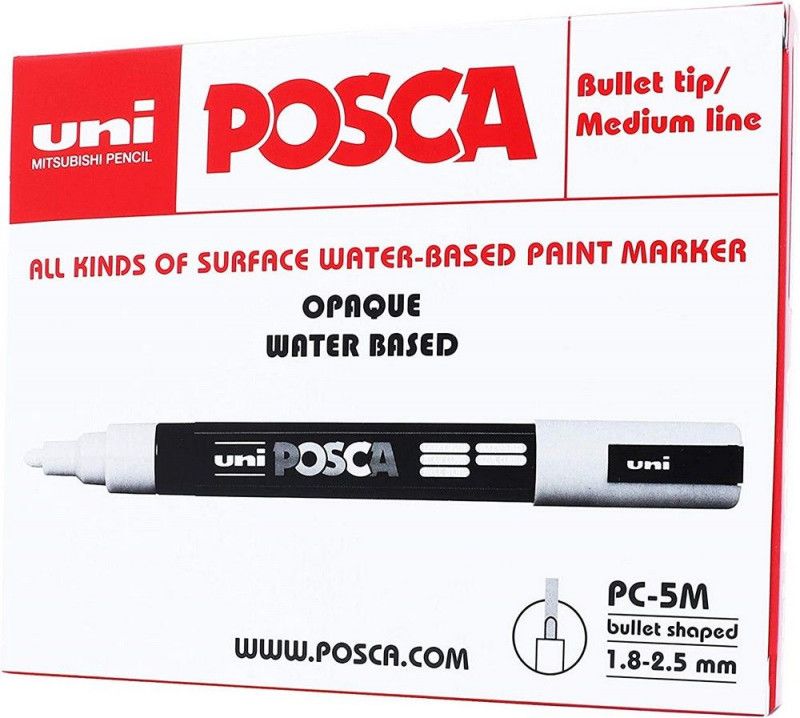 CANETA UNI POSCA AMARELO - REF. PC-5M 5D - CAIXA COM 6 UNIDADES