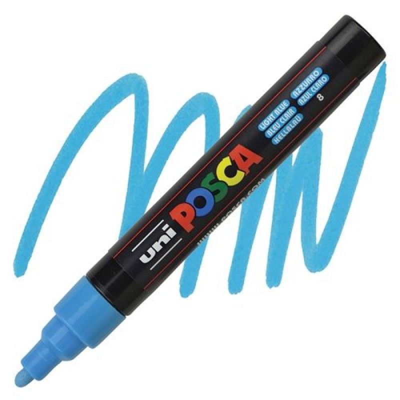 CANETA UNI POSCA PC-5M 5D AZUL CLARO - REF. PC-5M 5D - 1 UNIDADE
