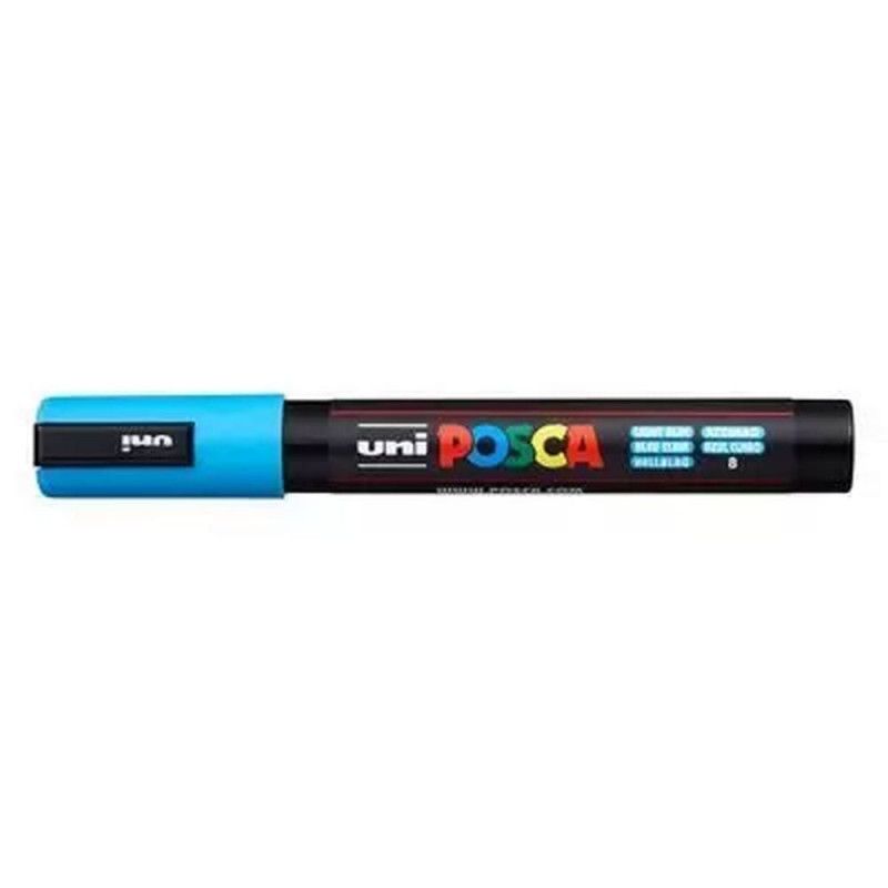 CANETA UNI POSCA AZUL CLARO - REF. PC-5M 5D - CAIXA COM 6 UNIDADES