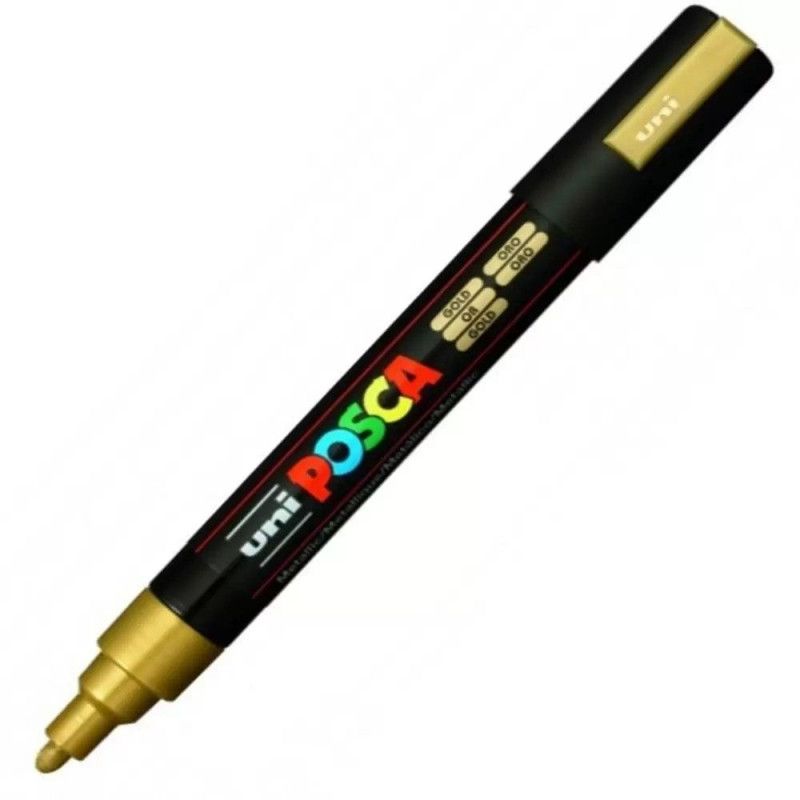 CANETA UNI POSCA OURO - REF. PC-5M 5D - CAIXA COM 6 UNIDADES