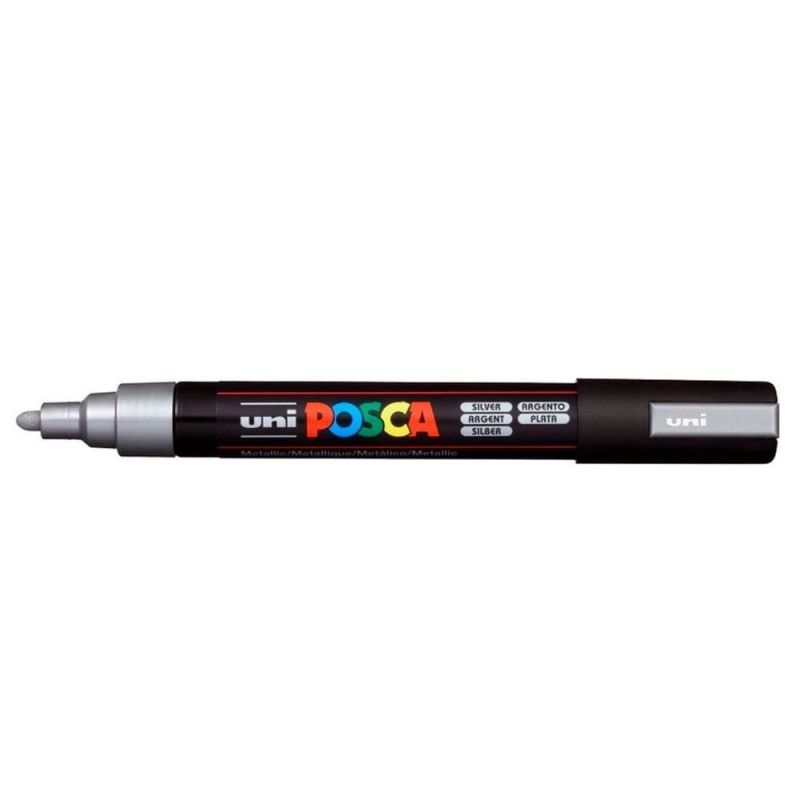 CANETA UNI POSCA PC-5M 5D PRATA CIS - REF. PC-5M 5D - 1 UNIDADE