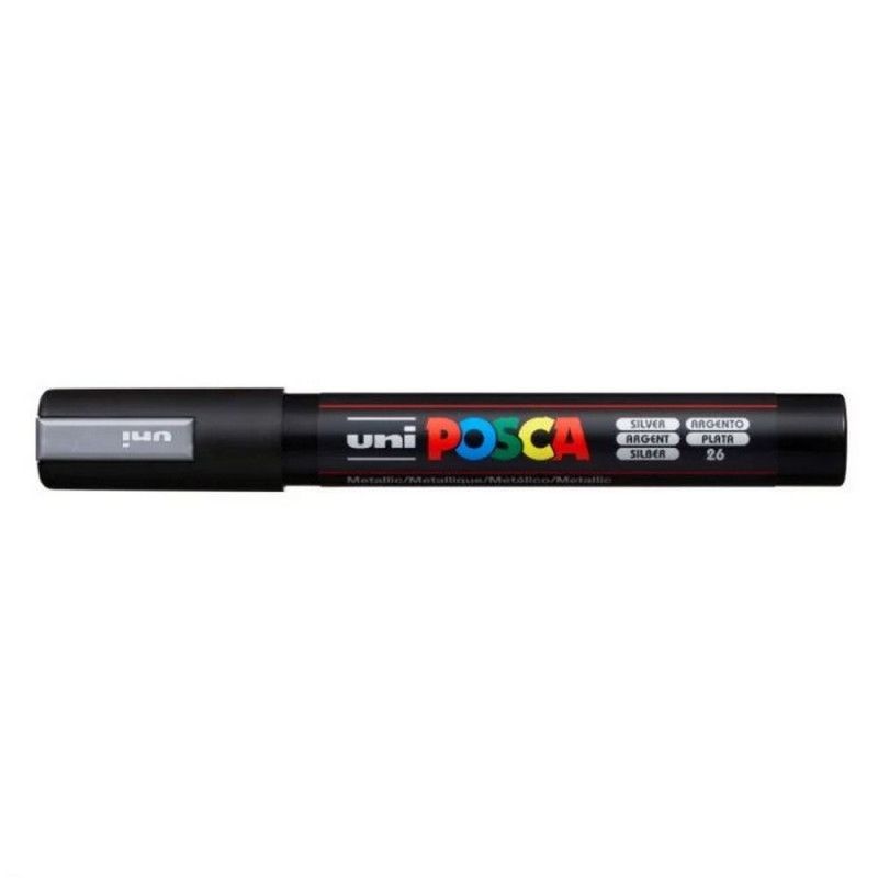 CANETA UNI POSCA PC-5M 5D PRATA CIS - REF. PC-5M 5D - 1 UNIDADE