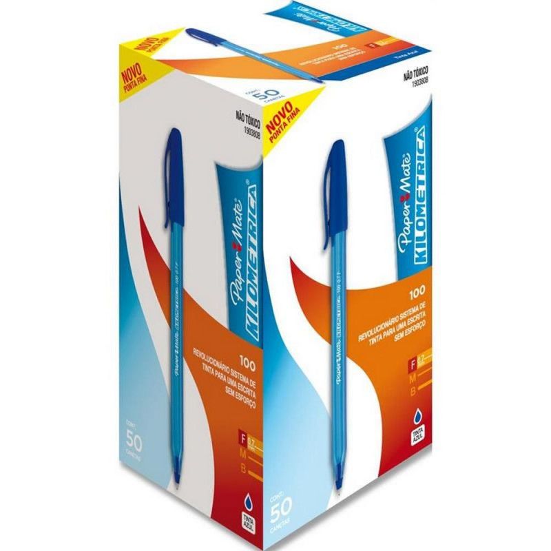 CANETA ESFEROGRAFICA 0.7 KILOMETRICA 100 AZUL - CAIXA COM 50 UNIDADES