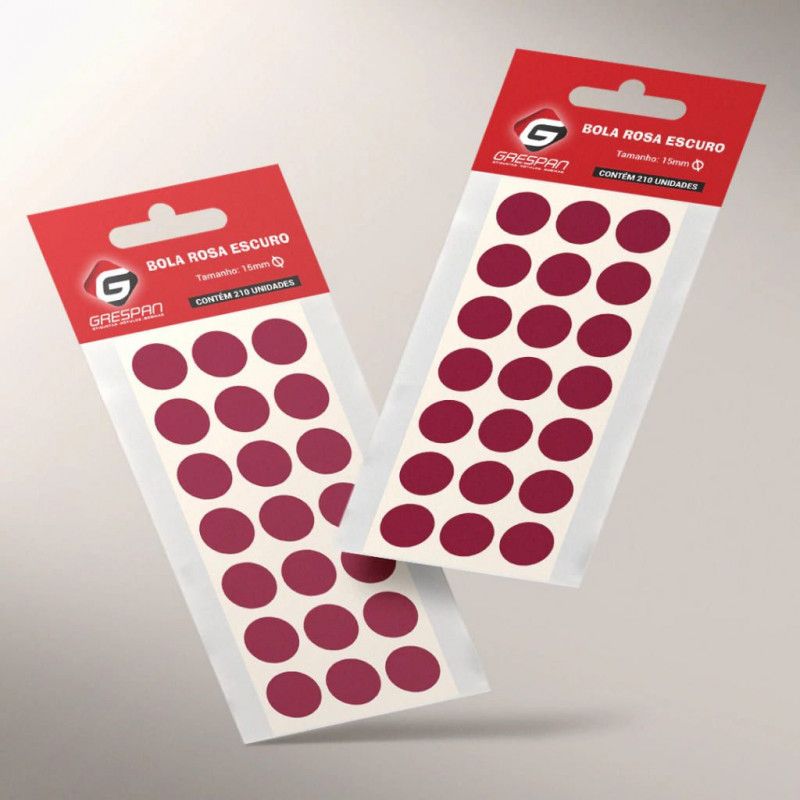 ETIQUETA 15MM BOLA ROSA ESCURO COM 210 ETIQUETAS GRESPAN - 1 UNIDADE