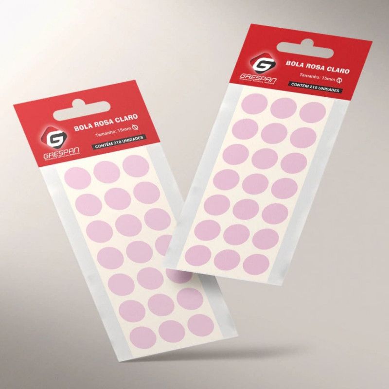 ETIQUETA 15MM BOLA ROSA CLARO COM 210 ETIQUETAS GRESPAN - 1  UNIDADE