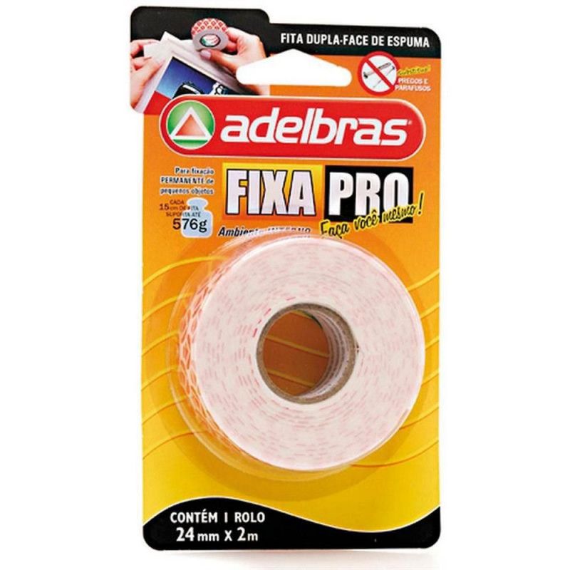 FITA DUPLA FACE ESPUMA 24MMX2M INTERNO ADELBRAS - 1 UNIDADE
