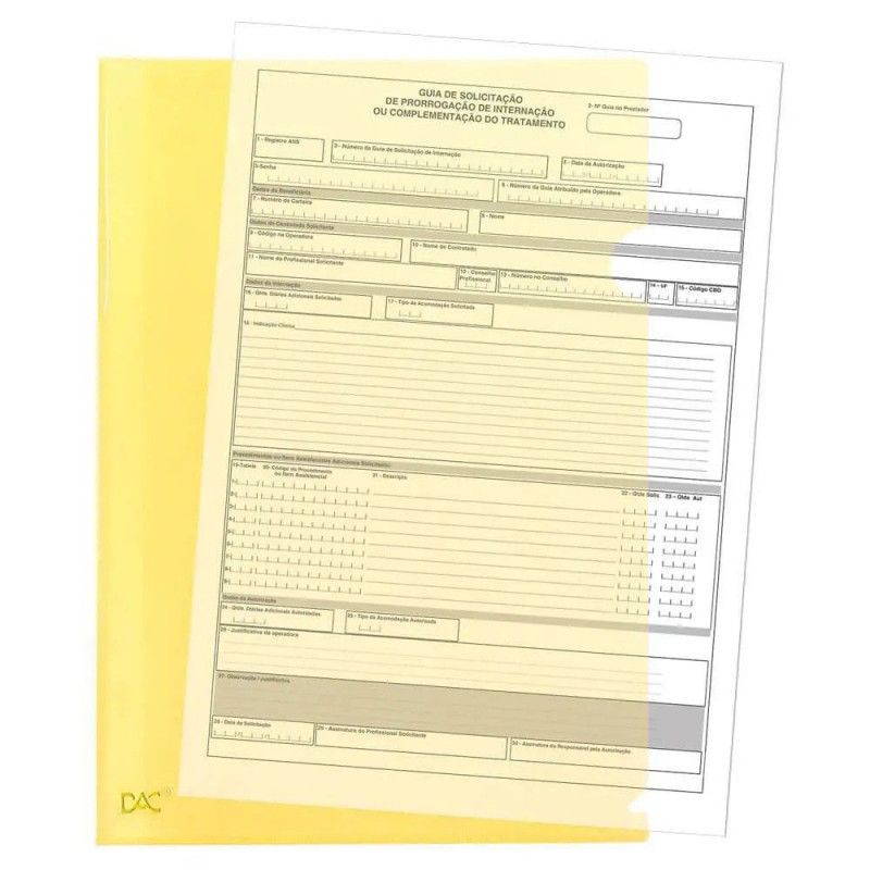 PASTA EM L A4 42PP AMARELO DAC - REF. 42AM - CAIXA COM 10 UNIDADES