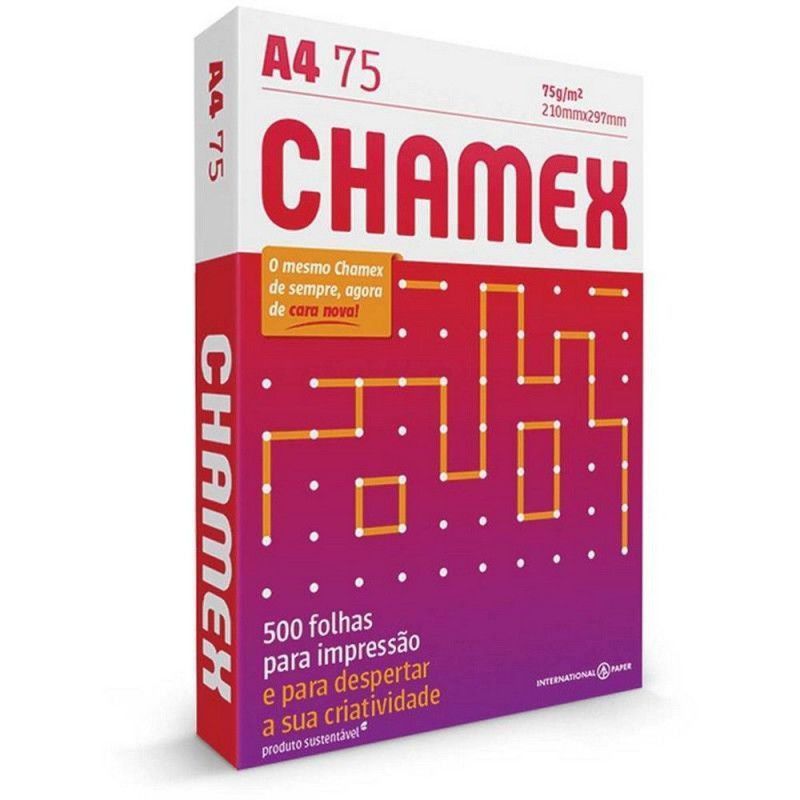 PAPEL SULFITE A4 75G COM 500 FOLHAS CHAMEX - REF. 152 - CAIXA COM 10 UNIDADES