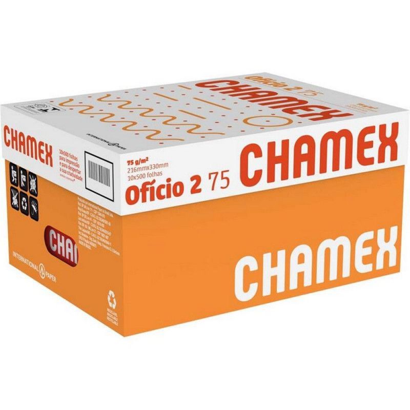 PAPEL SULFITE OFICIO 2 75G COM 500 FOLHAS CHAMEX - REF. 150 - CAIXA COM 10 UNIDADES
