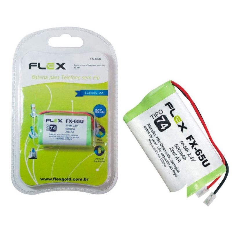 BATERIA PARA TELEFONE SEM FIO 2 CELULAS AA TIPO 74 - 1 UNIDADE