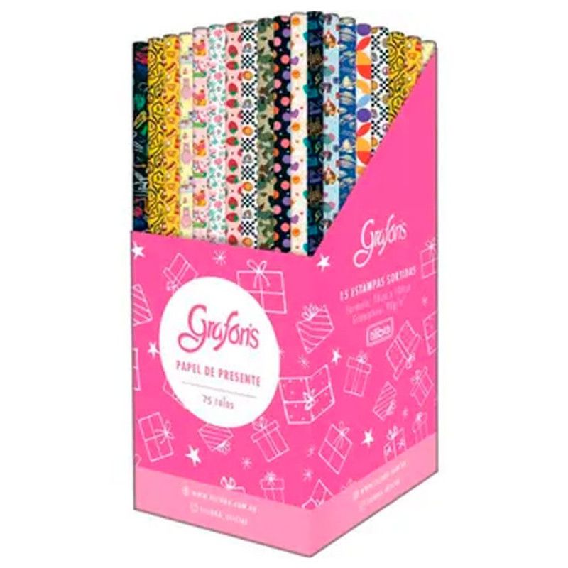 PAPEL PARA PRESENTE PERSONAGENS GRAFONS - CAIXA COM 75 UNIDADES