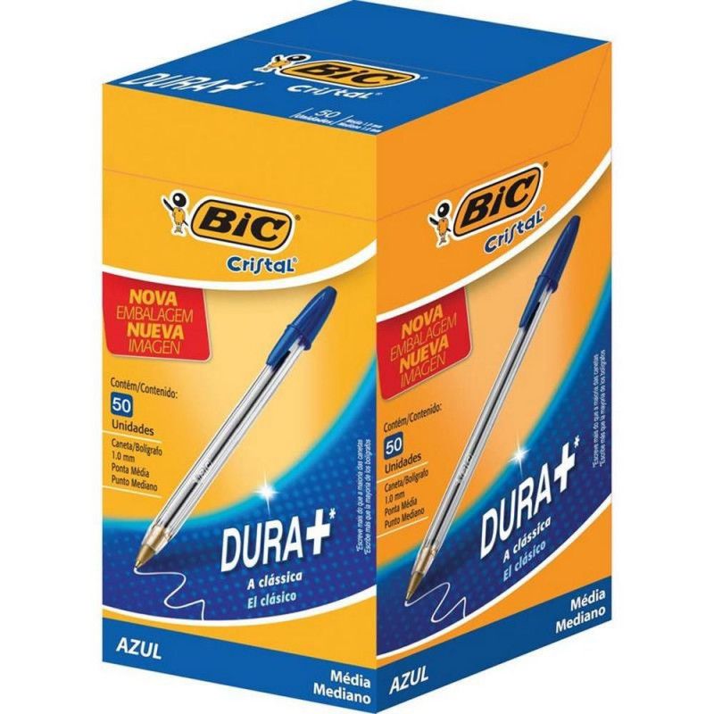 CANETA ESFEROGRAFICA 1.0 CRISTAL AZUL BIC - REF. 835205 - CAIXA COM 50 UNIDADES