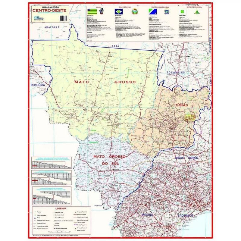 MAPA COM MOLDURA REGIAO CENTRO OESTE - 1 UNIDADE