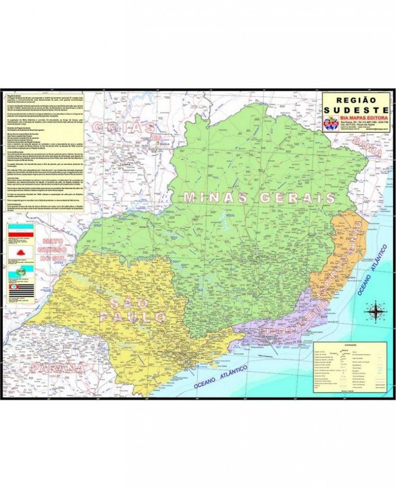 MAPA COM MOLDURA REGIAO SUDESTE RODOVIARIO - 1 UNIDADE