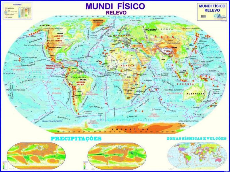 MAPA COM MOLDURA MUNDI FISICO - REF. 4002 - 1 UNIDADE