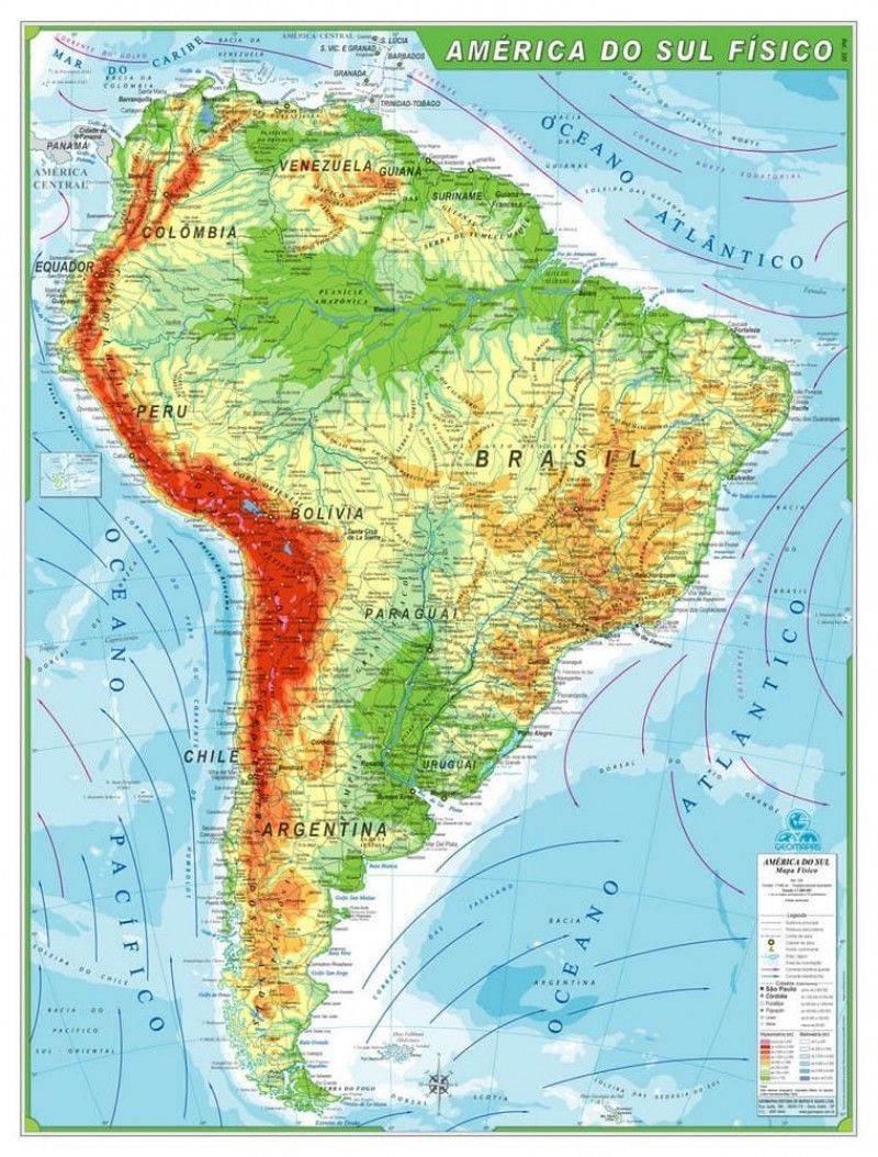 MAPA COM MOLDURA AMERICA DO SUL FISICO - REF. 4071 - 1 UNIDADE