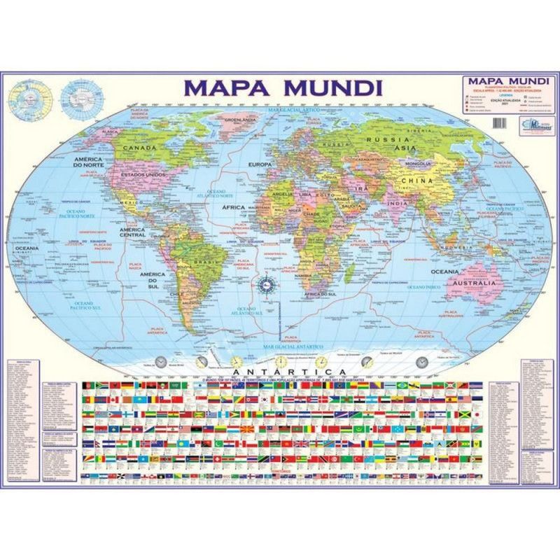 MAPA COM MOLDURA MUNDI POLITICO - REF. 4001 - 1 UNIDADE