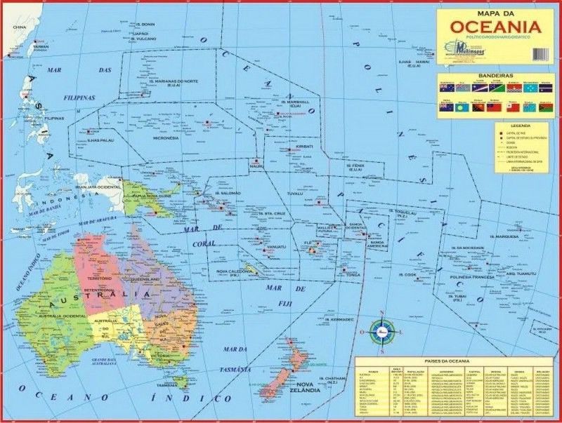 MAPA COM MOLDURA OCEANIA POLITICO - REF. 4080 - 1 UNIDADE