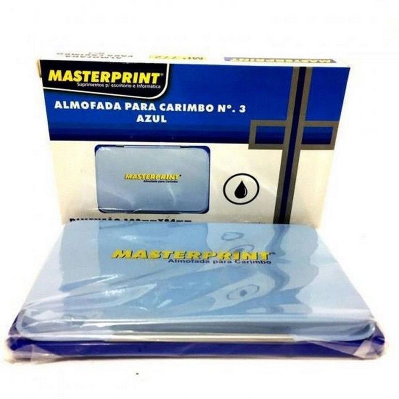 ALMOFADA CARIMBO N 3 AZUL MASTERPRINT - 1 UNIDADE