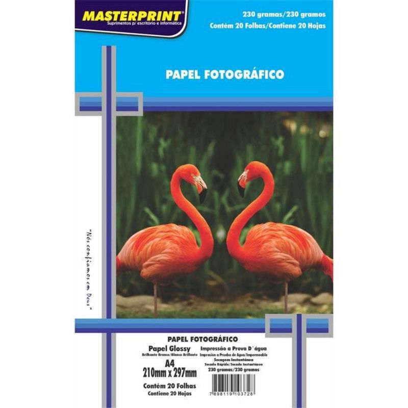 PAPEL FOTOGRAFICO A4 230G 20 FOLHAS MASTERPRINT - REF. 302010005 - 1 UNIDADE