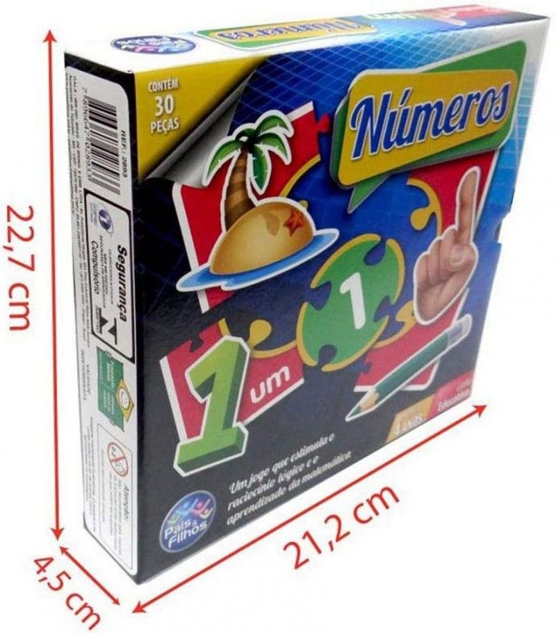 BRINQUEDO PEDAGOGICO BRINCAR DE APRENDER NUMEROS 30 PECAS - REF. 2893 - 1 UNIDADE