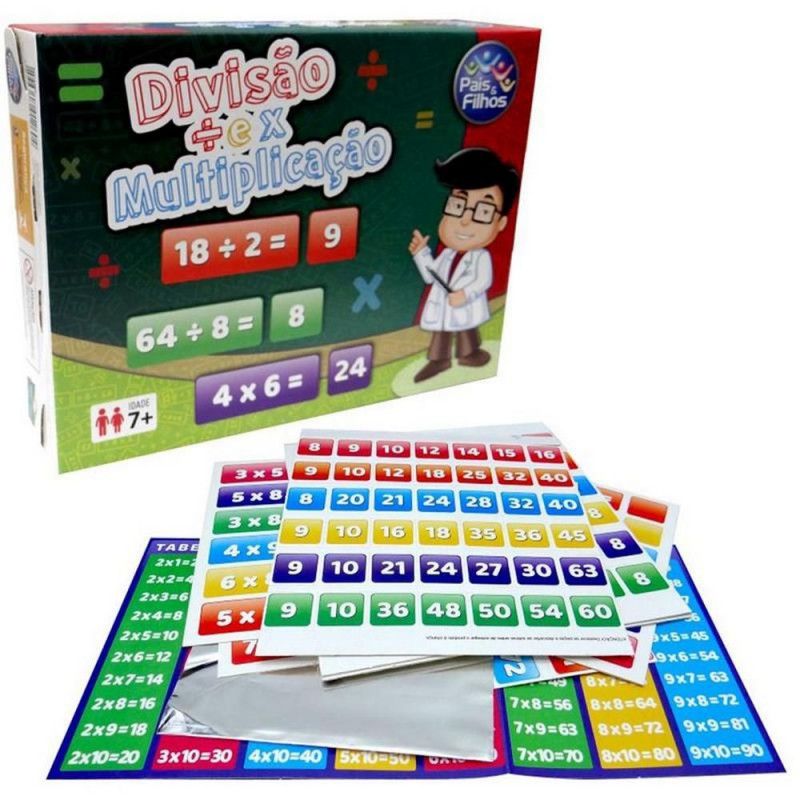 DIVISAO E MULTIPLICACAO 8 CARTELAS 96 FICHAS - REF. 1260 - 1 UNIDADE