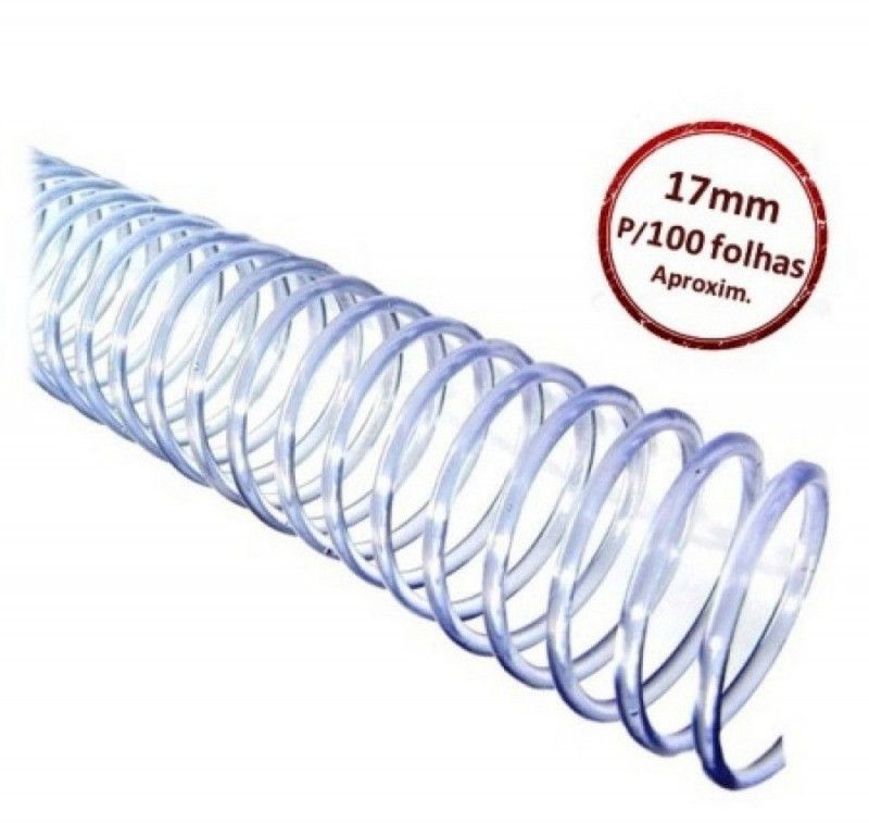 ESPIRAL 17 MM TRANSPARENTE 100 FOLHAS - CAIXA COM 100 UNIDADES