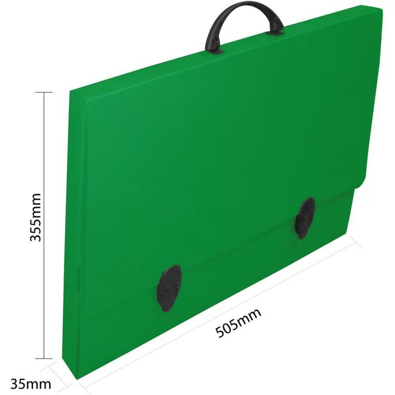 MALETA A3 COM ALCA POLIONDA VERDE POLIBRAS - REF. 186708 - 1 UNIDADE