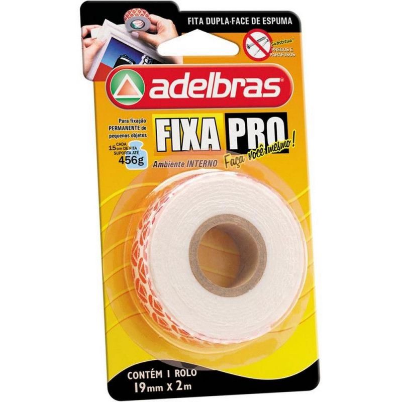 FITA DUPLA FACE ESPUMA 19MMX2M ADELBRAS - 1 UNIDADE