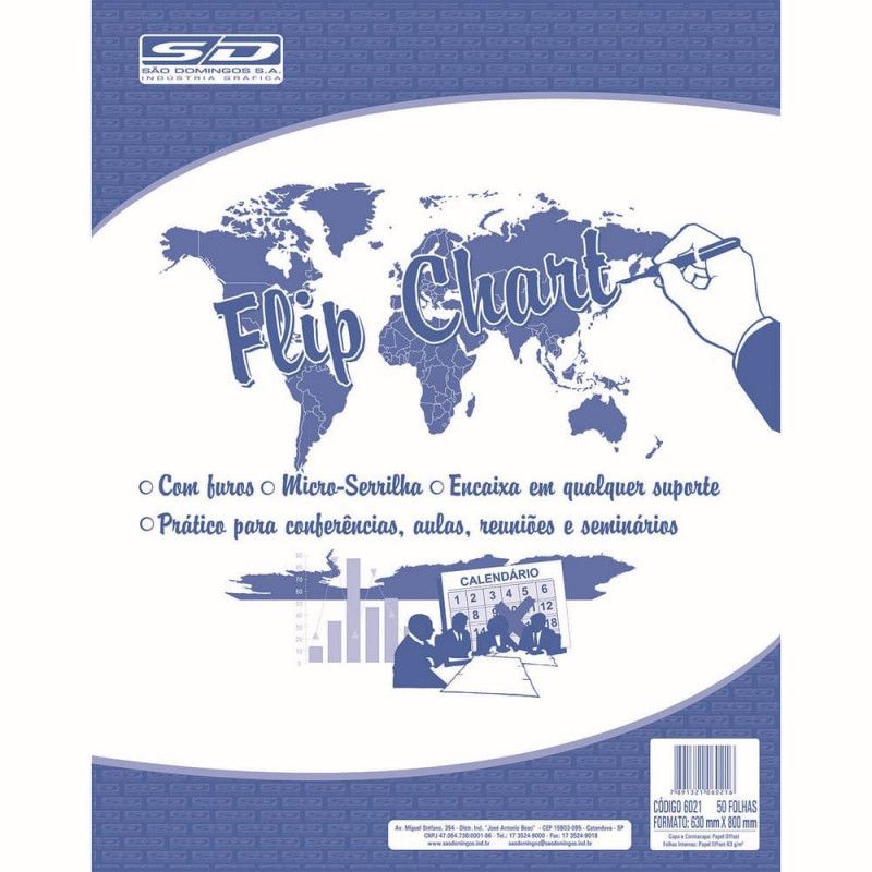 BLOCO FLIP CHART 50 FOLHAS 630X800 SAO DOMINGOS - REF. 6021 - 1 UNIDADE
