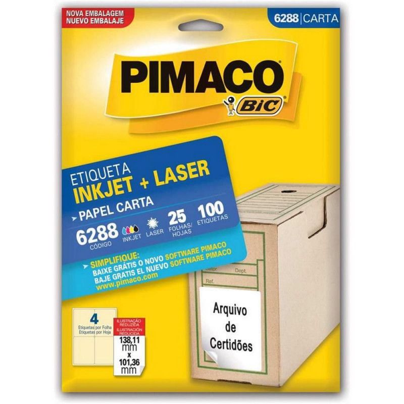ETIQUETA LASER 6288 25 FOLHAS PIMACO - REF. 6288 - 1 UNIDADE