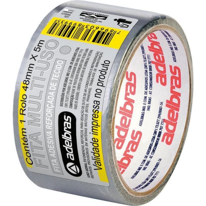 FITA SILVER TAPE 48MMX5M PRATA ADELBRAS - 1 UNIDADE