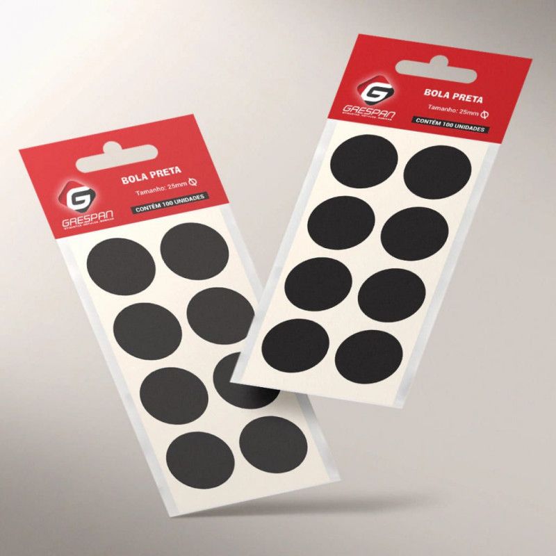 ETIQUETA 25MM BOLA PRETO COM 100 GRESPAN - 1 UNIDADE