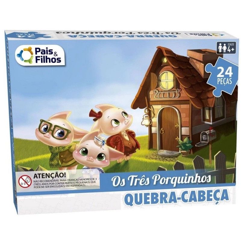 QUEBRA CABECA TRES PORQUINHOS 24 PECAS PAIS E FILHOS - REF. 2853 - 1 UNIDADE