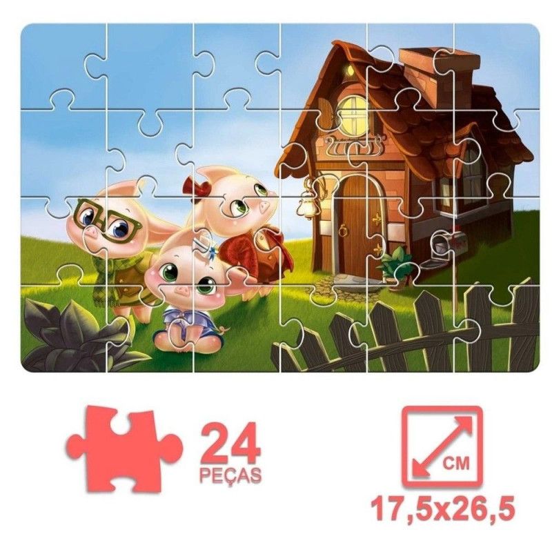 QUEBRA CABECA TRES PORQUINHOS 24 PECAS PAIS E FILHOS - REF. 2853 - 1 UNIDADE