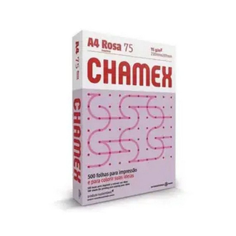 PAPEL SULFITE A4 75G COM 500 FOLHAS ROSA CHAMEX - CAIXA COM 10 PACOTES