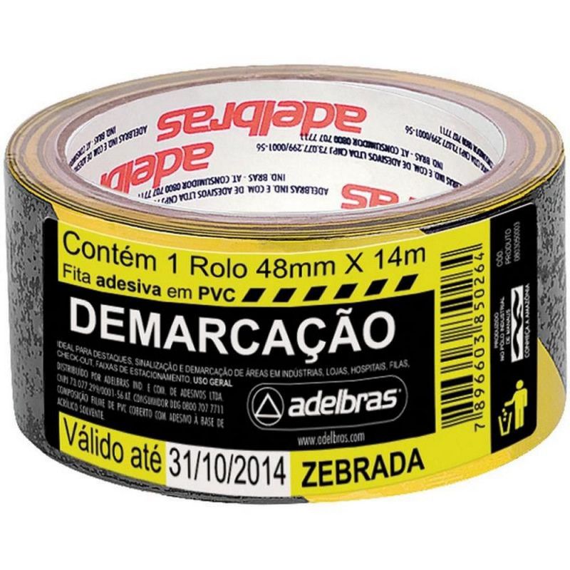 FITA ADESIVO 48MMX14M DEMARCACAO SOLO AMARELO/PRETO - 1 UNIDADE